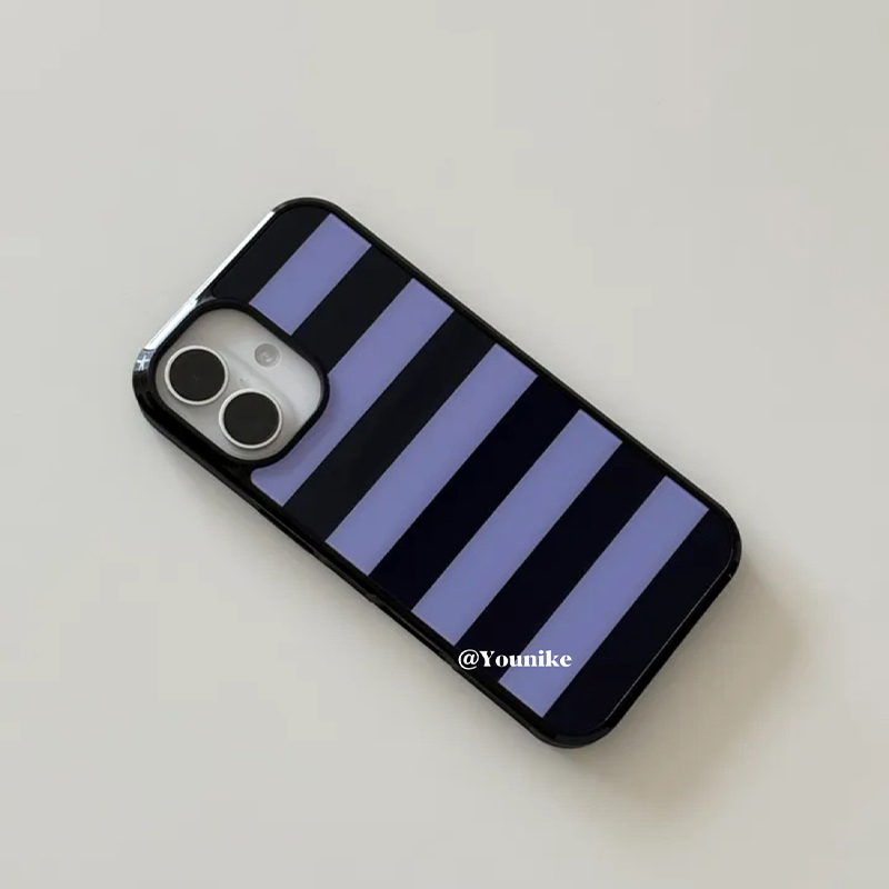 Phone Cases Purple - Korean Ins Purple and Black Stripes