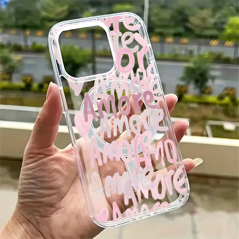 Phone Cases Magnetic - Amore-Love Romantic Pink Lettering Phone Case