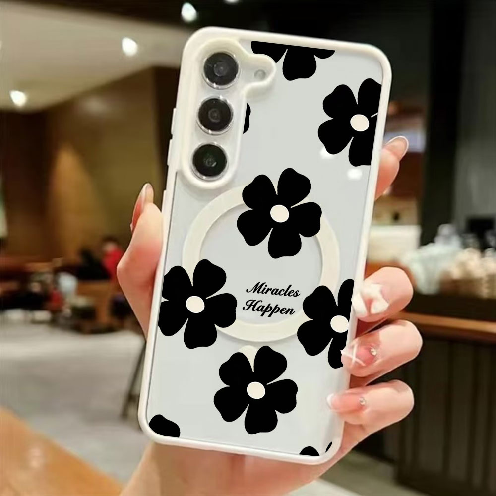 Phone Cases Magnetic - Black Flower Personalized Printed Magnetic Phone