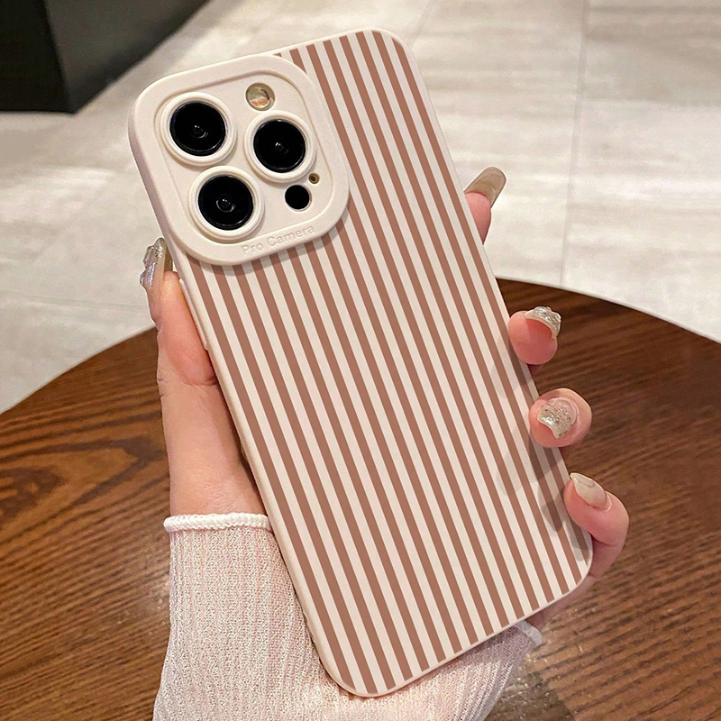 Phone Cases Iphone 13 - Pink Striped Painted Anti-Drop Phone Case