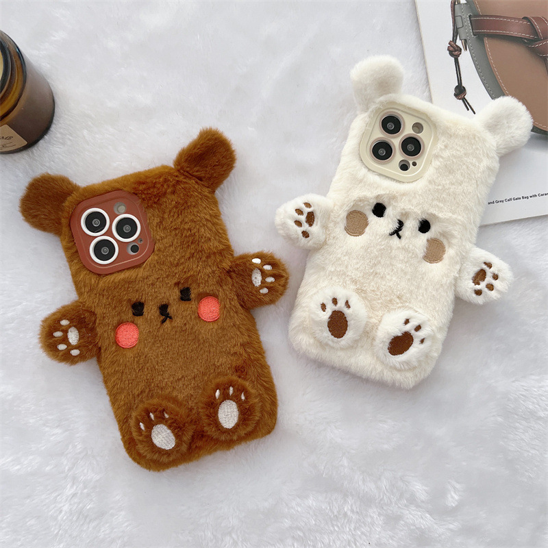 Korean 3D Cartoon Bear Fluffy  - Phone Cases Iphone 13 recension och pris