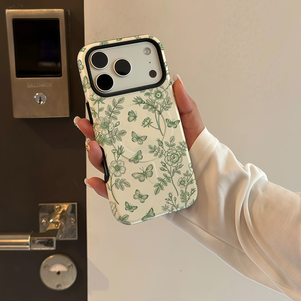 Green Floral Butterfly Sketch  - Phone Cases Magnetic recension och pris