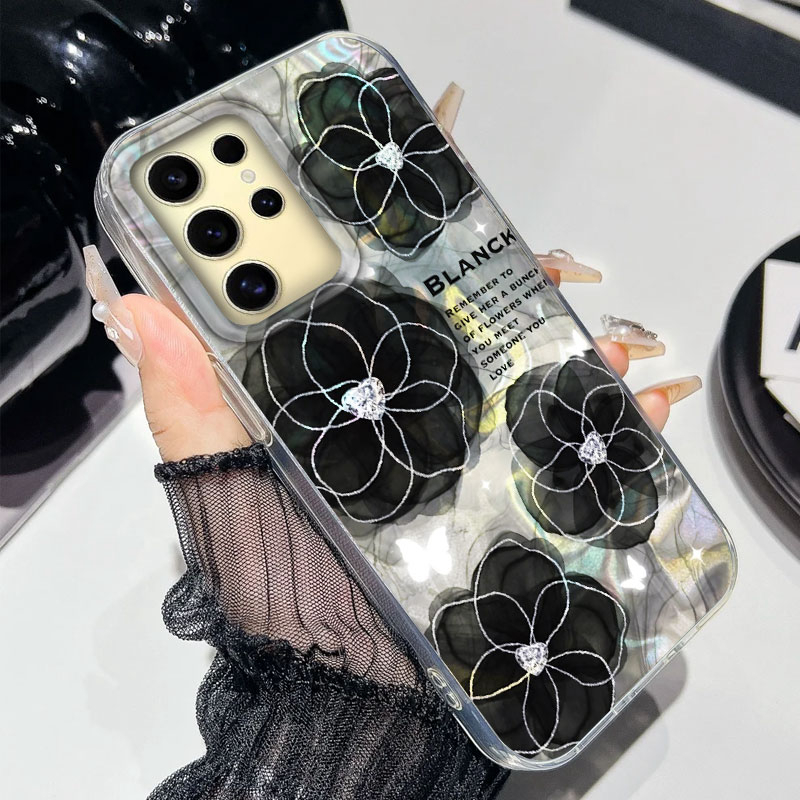 Marble Black Purple Rose Flowe - Phone Cases Purple recension och pris