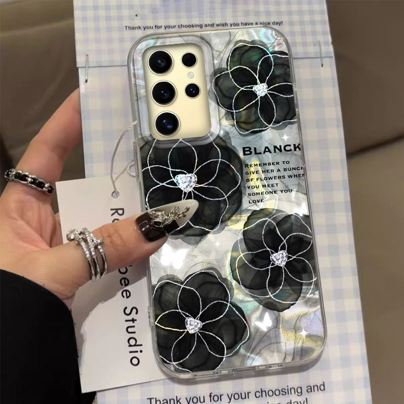 Marble Black Purple Rose Flowe - Phone Cases Purple recension och pris