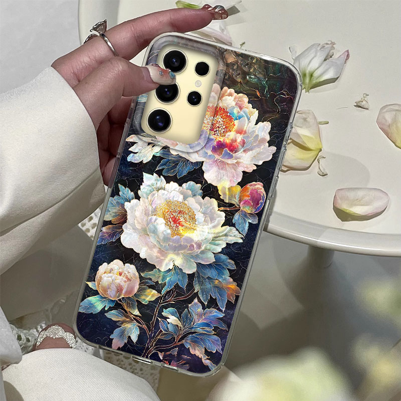 Marble Black Purple Rose Flowe - Phone Cases Purple recension och pris