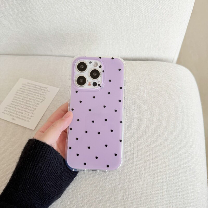 Korean White & Purple Polka Do - Phone Cases Purple recension och pris