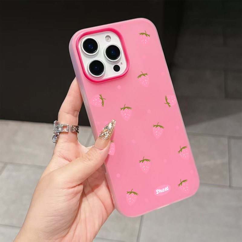 Sweet Pink Strawberry Pattern  - Phone Cases Iphone 13 recension och pris