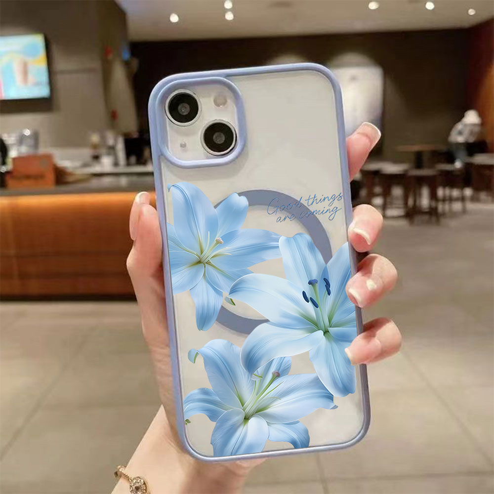 Blue Lily Flower Magnetic Phon - Phone Cases Magsafe recension och pris