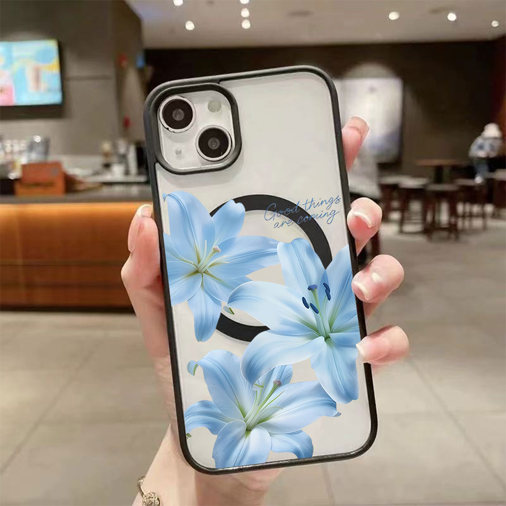 Blue Lily Flower Magnetic Phon - Phone Cases Magsafe recension och pris