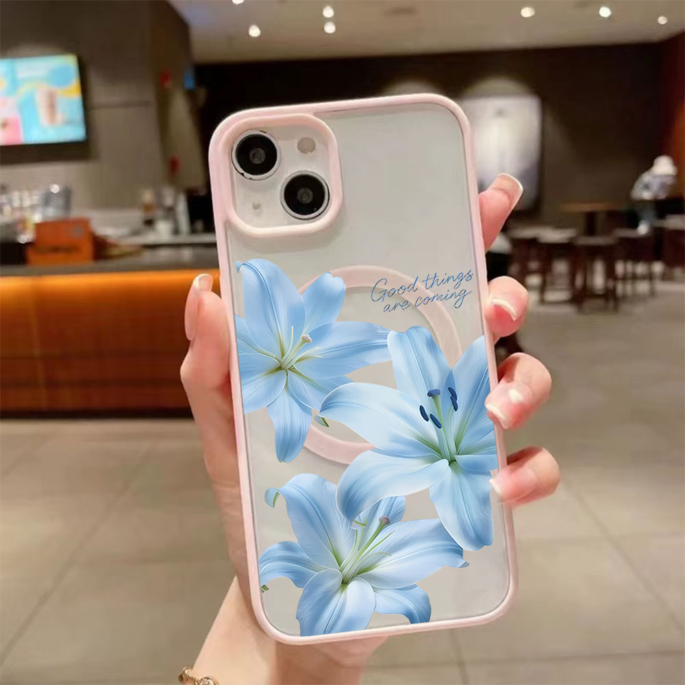 Blue Lily Flower Magnetic Phon - Phone Cases Magsafe recension och pris