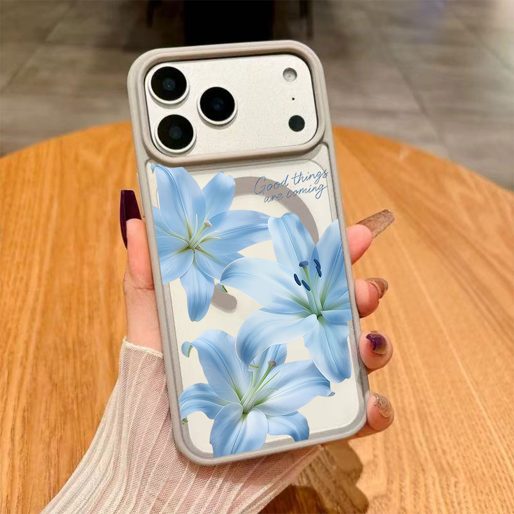 Blue Lily Flower Magnetic Phon - Phone Cases Magsafe recension och pris